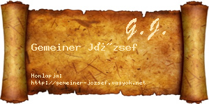 Gemeiner József névjegykártya